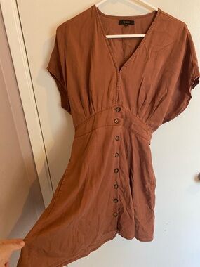 Vintage Wash Tencel Button Front Dress in Terracotta